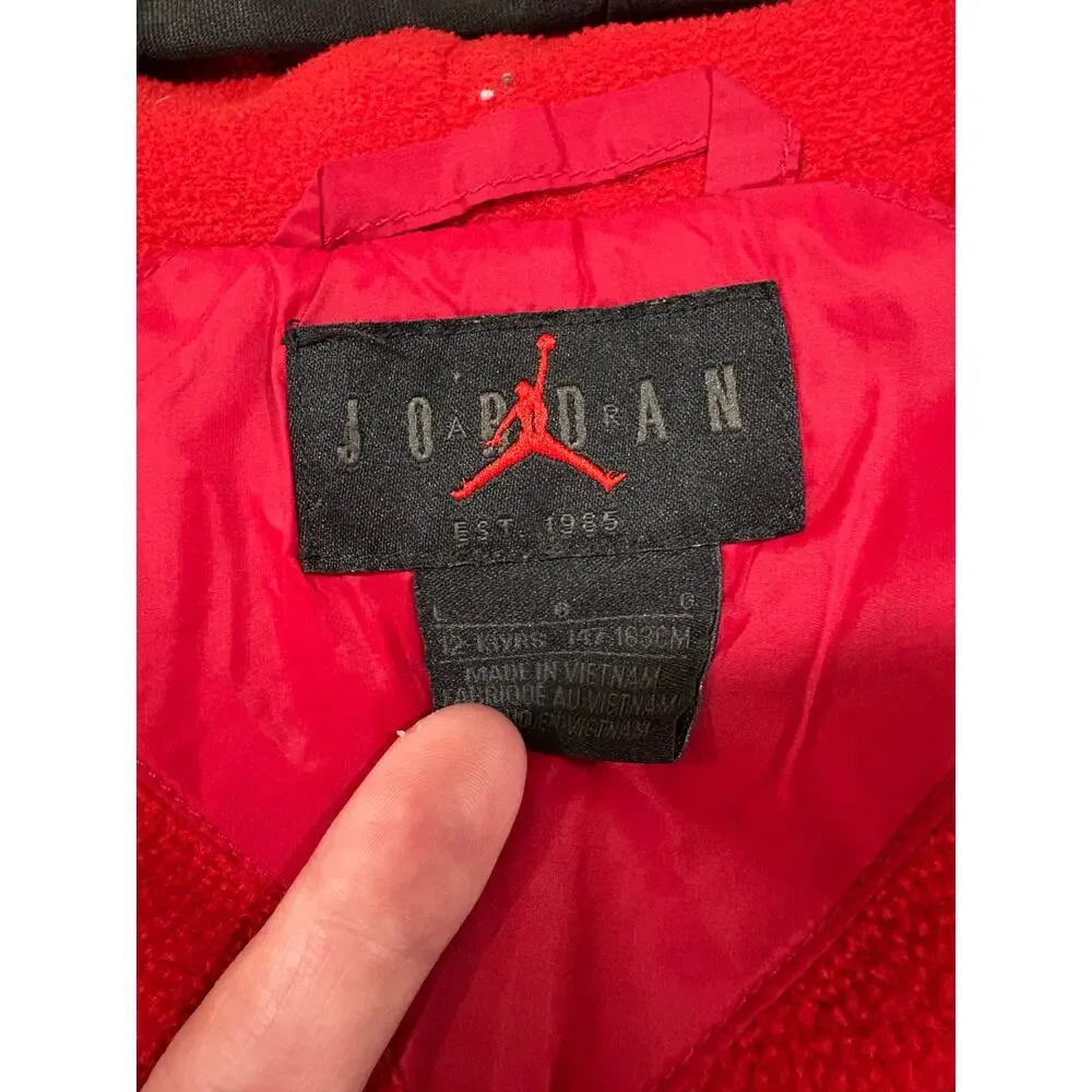 Nike Air Jordan Jacket Hooded Coat Size Large 12 year old Red & Black